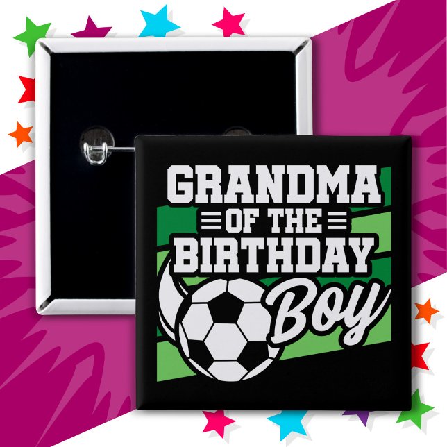 Kids Soccer Football Party Grandma of Birthday Boy Button (Creator Uploaded)