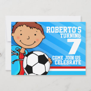 Kids soccer / football sports birthday invitation