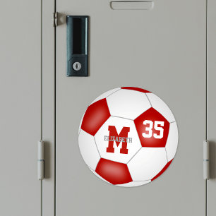 kids soccer gifts red white team spirit car magnet
