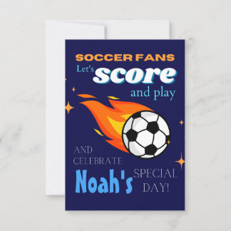 Kids Soccer Themed Birthday Party Invitations