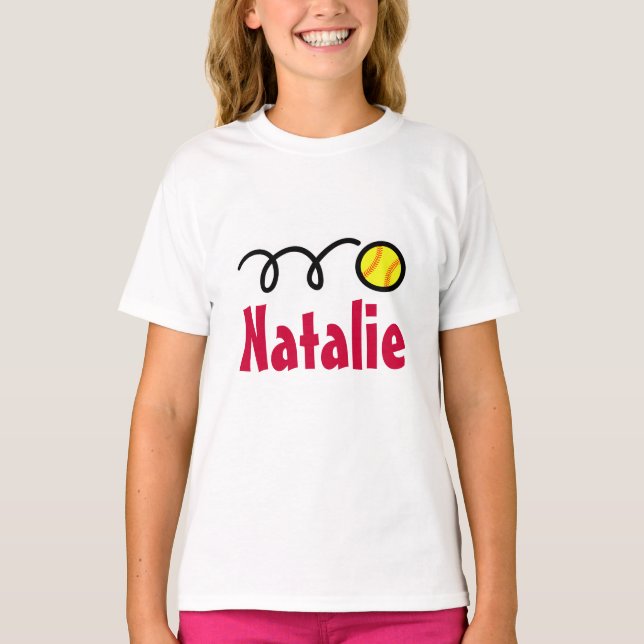 Kids softball t-shirts for girls | Customized name (Front)