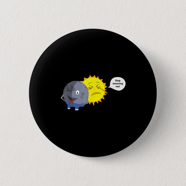 Kids Solar Eclipse Cartoon Button (Front)