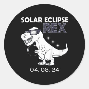 Kids Solar Eclipse T Rex 04.08.2024 Dino Fun Toddl Classic Round Sticker