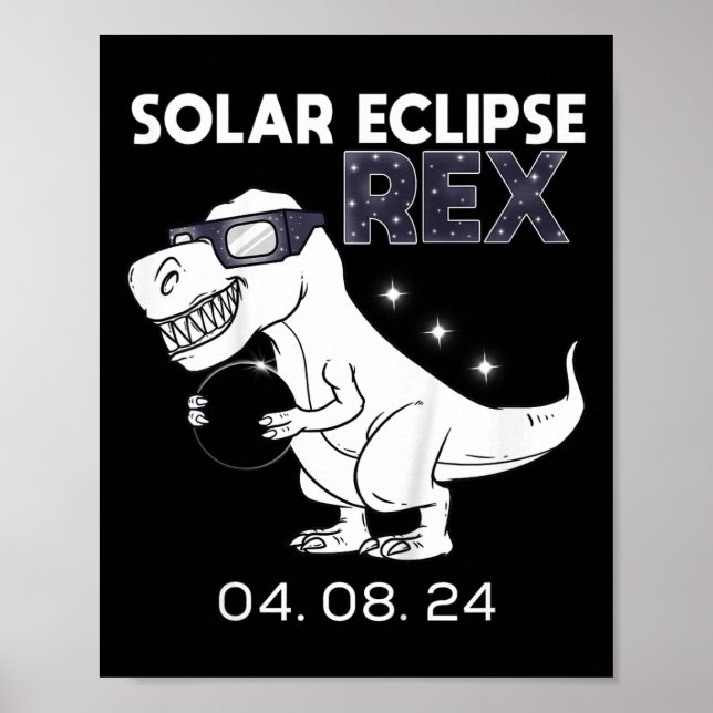 Kids Solar Eclipse T Rex 04.08.2024 Dino Fun Toddl Poster (Front)