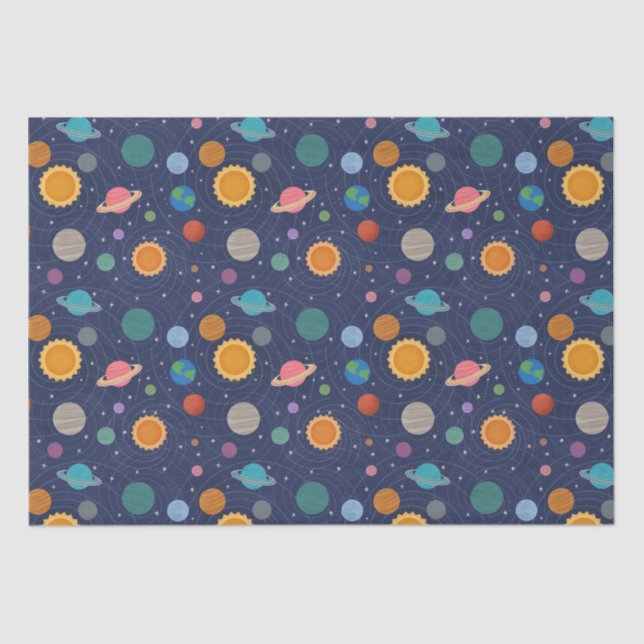 Kids Solar System Pattern Tissue Paper (Front)
