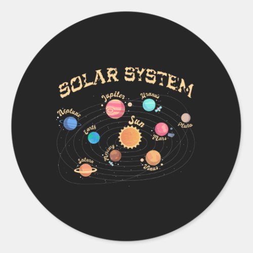 Kids Solar System Planets Knowledge Outer Space Classic Round Sticker