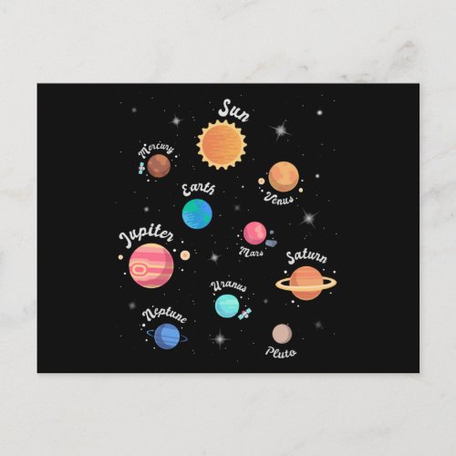 Kids Solar System Planets Knowledge Outer Space Po Postcard