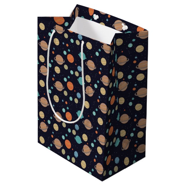 Kids Solar System Planets Saturn Jupiter Mars Medium Gift Bag (Back Angled)