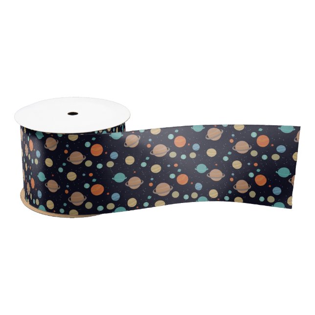 Kids Solar System Planets Saturn Jupiter Mars Satin Ribbon (Spool)