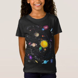 Kids Solar System Space For Astronomy STEM & Scien T-Shirt