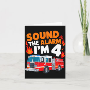 Kids Sound The Alarm I'm 4 Years Old 4th Birthday Card