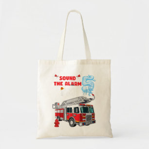 Kids Sound the Alarm I'm 5! Kids Fire Truck Firefi Tote Bag