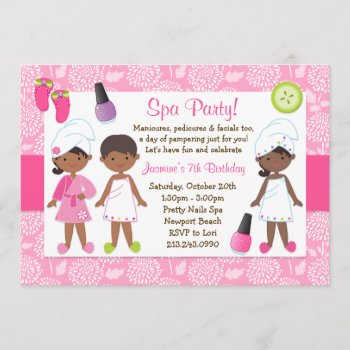 Kids Spa Birthday Party African American Invitation by eventfulcards at Zazzle