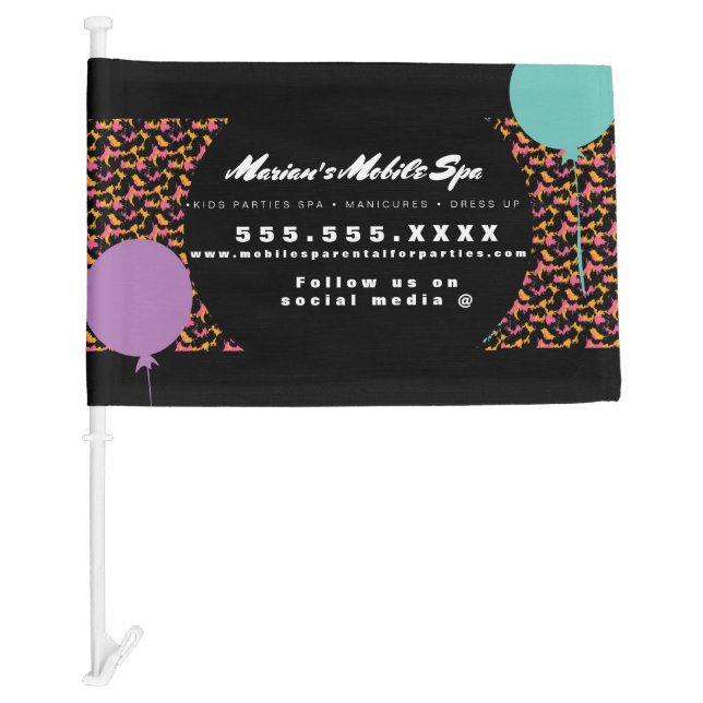 Kids Spa Bus Party Rental Animal Print  Business Car Flag (Front)
