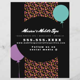 Kids Spa Bus Party Rental Animal Print  Business  Flyer