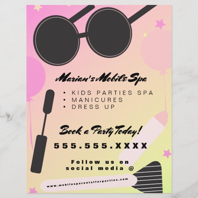 Kids Spa Bus Party Rental Gradient Flyer (Front)