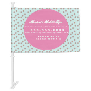 Kids Spa Bus Party Rental Pink Dots Business   Car Flag