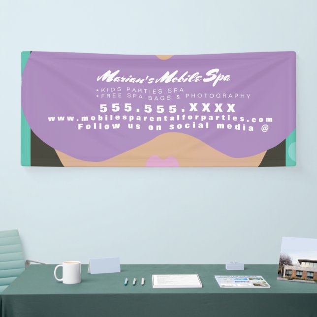 Kids Spa Business Party Rentals Mobile Bus  Banner (Tradeshow)