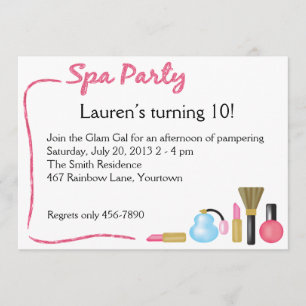 Kids Spa Party Invitation with Lipstick Border