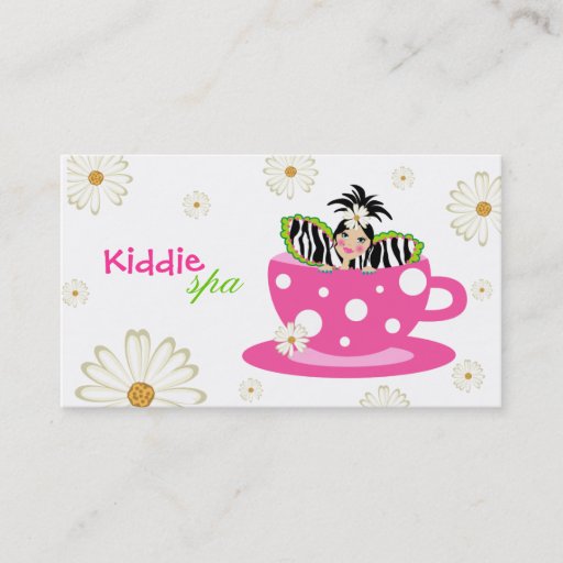 Customizable Kids Spa Business Card Daisy Cute Zebra &amp; Dots