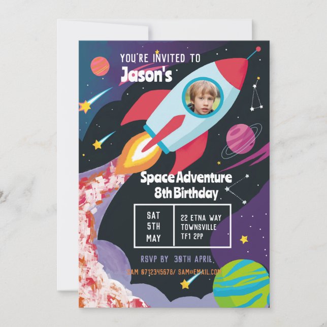 Kid's Space Adventure party Rocket Scientist Child Invitation (Front)