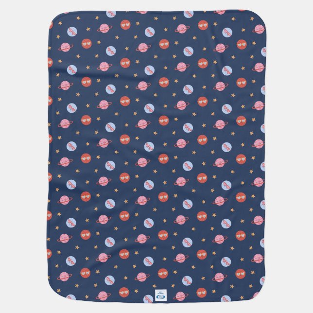 Kids Space Mini Pattern with Planets & Stars Baby Blanket (Back)