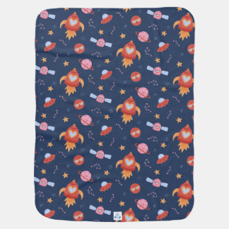 Kids Space Pattern with Rockets & Planets Baby Blanket