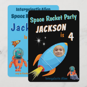 Kids Space Rocket Birthday Invitation