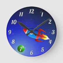 Kids Space Rocket Wall Clock