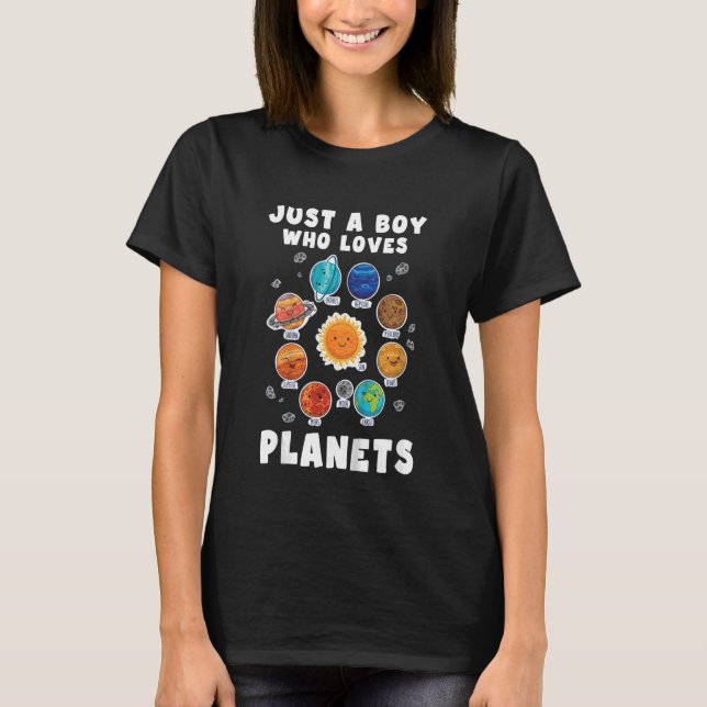 Kids Space Science Kids Just A Boy Who Loves Plane T-Shirt (Front)