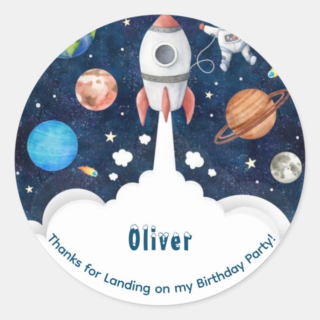 Kids Space theam thanks  Classic Round Sticker (Front)
