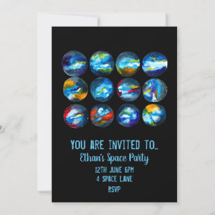 Kid's Space theme party invitation