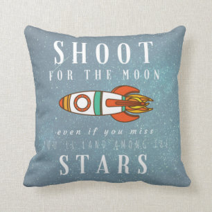 Kids Space Theme Shoot For the Moon Quote Pillow