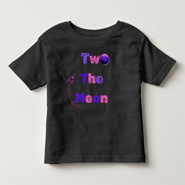 Kids Space Theme Tee - "Two The Moon" T-Shirt, Ast (Front)