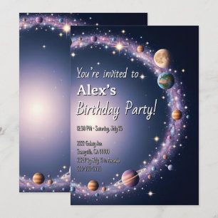 Kids Space Themed Birthday Party Invitation
