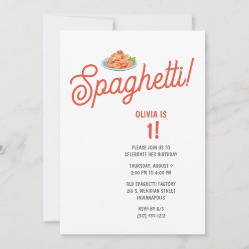 Kids Spaghetti Birthday Party Invitation