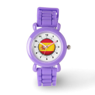 Kid's Spain Flag Red Glitter Strap Watch