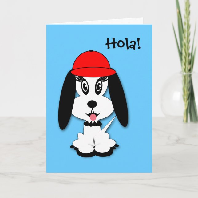 Kids Spanish Birthday Kute Doggy Greeting Card (Front)