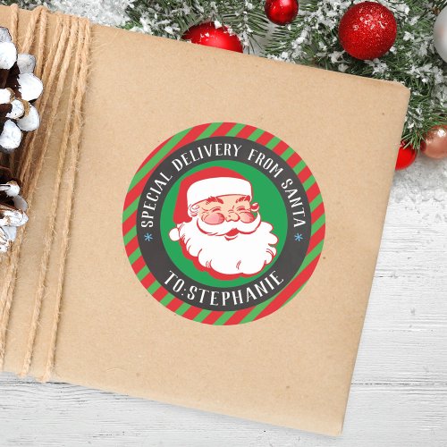 Kids Special Delivery From Santa Christmas Classic Round Sticker