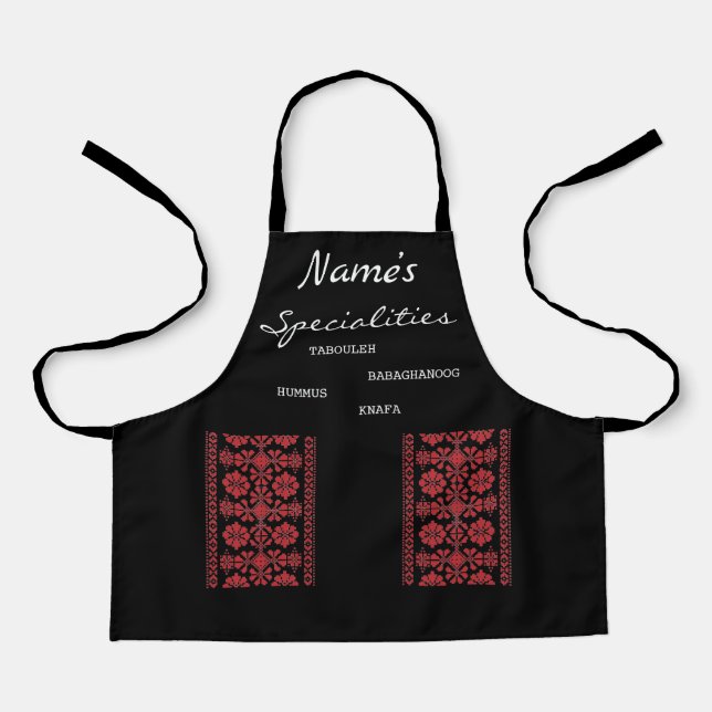 Kids Specialty Red Tatreez Apron (Front)