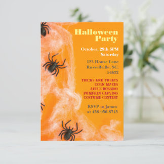 Kids Spider Halloween Party  Invitation