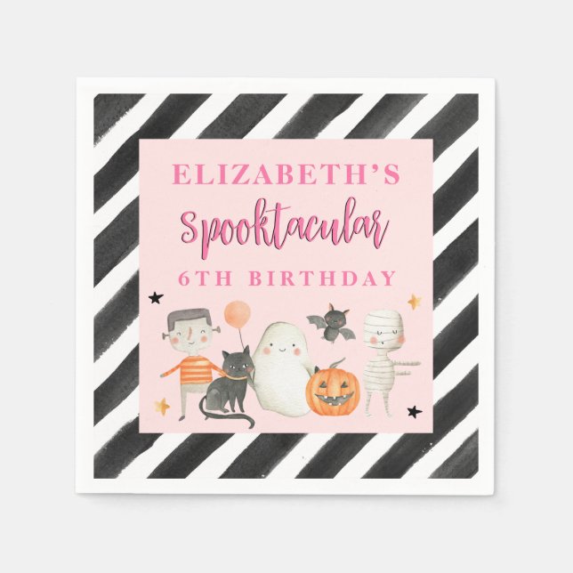 Kids Spooktacular Halloween Birthday Party Napkins (Front)
