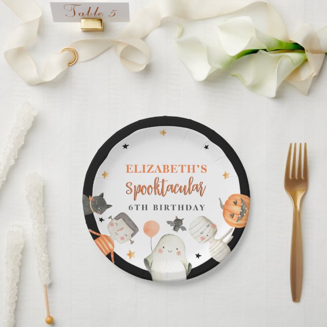 Kids Spooktacular Halloween Birthday Party Paper P Plates (Wedding)