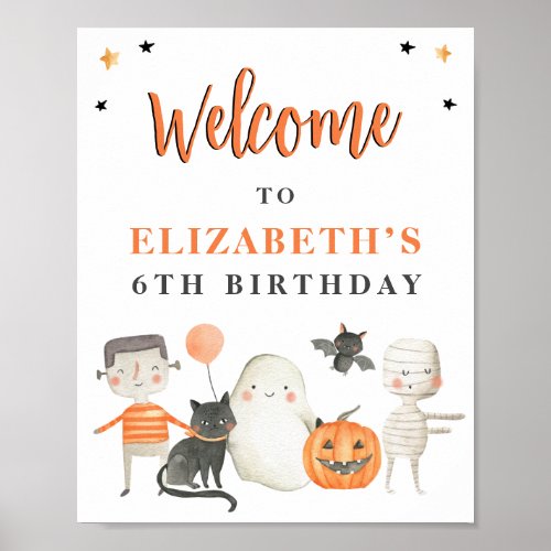 Kids Spooktacular Halloween Birthday Party Welcome Poster