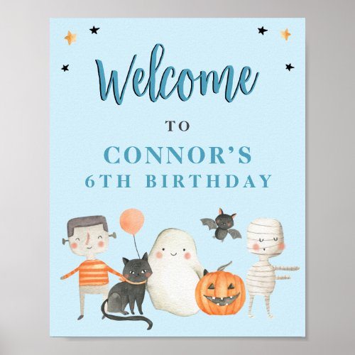 Kids Spooktacular Halloween Birthday Party Welcome Poster