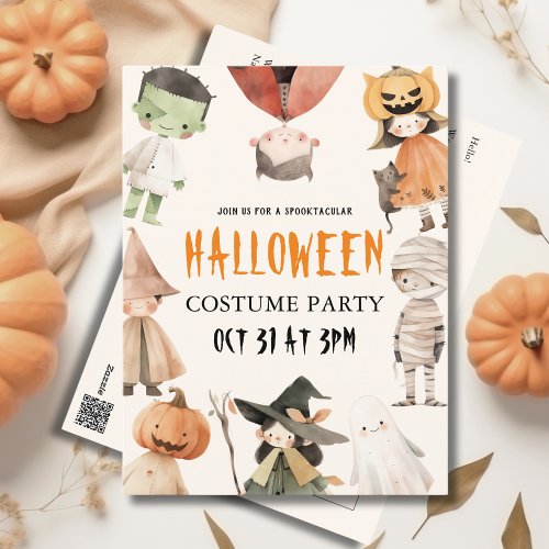 Kids Spooktacular Halloween Costume Party  Invitation Postcard