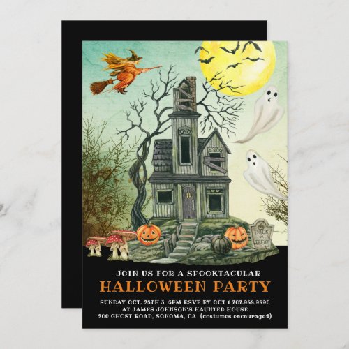 Kids Spooktacular Haunted House Halloween Party Invitation