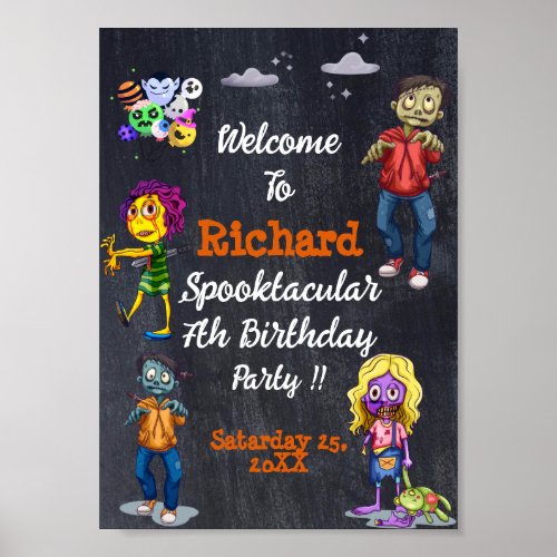 Kids Spooky Halloween Costume Birthday Poster