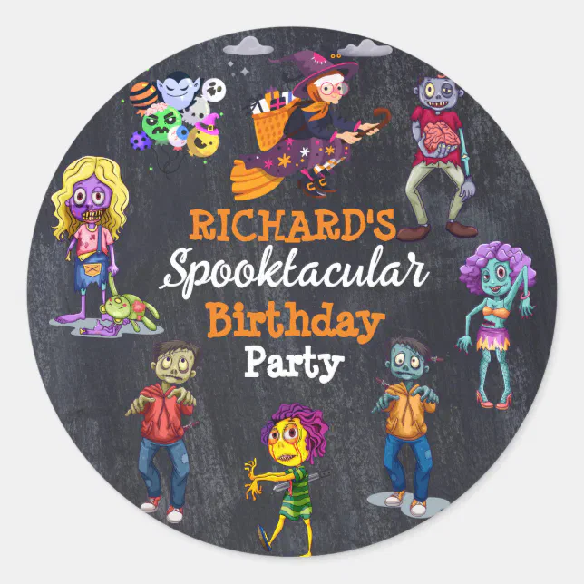 Kids Spooky Halloween Costume Birthday Sticker | Zazzle
