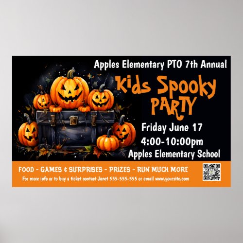 Kids spooky party Fundraiser PTO PTA Church Banner Poster